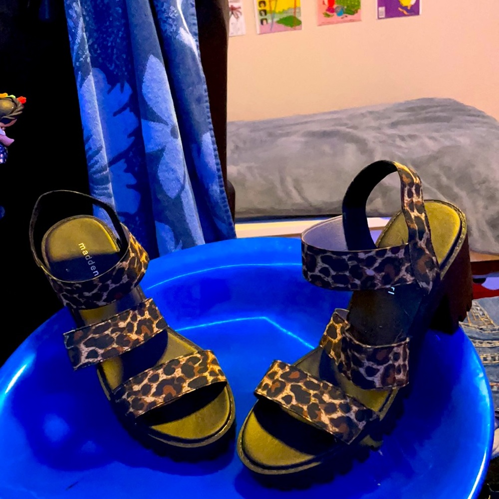 Leopard Print Strap Platform/ Chunk Sandals - image 2